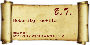 Boberity Teofila névjegykártya